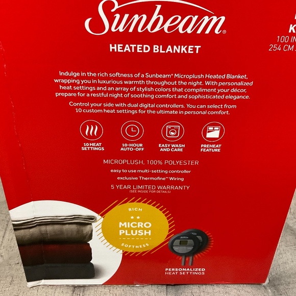 Sunbeam Bedding Sunbeam Soft Microplush Heated Blanket Heat
